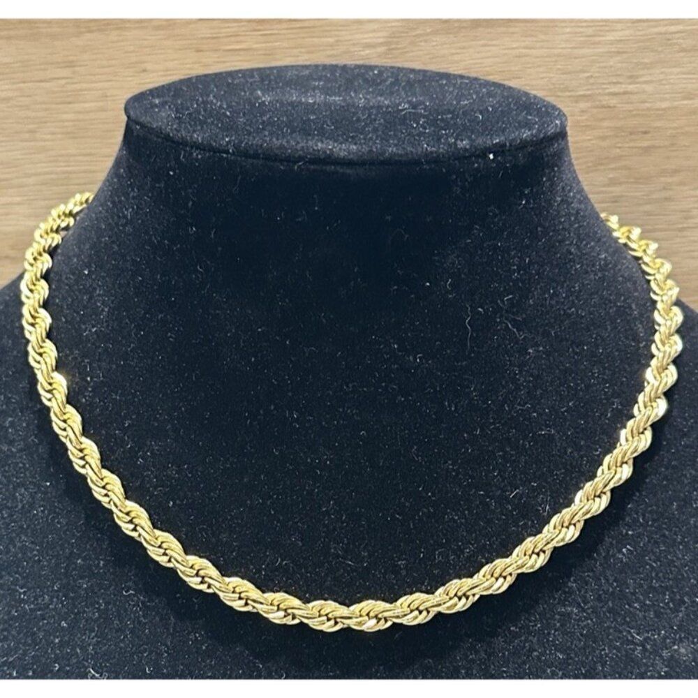 17” Twisted Gold Tone Chain Necklace Lobster Clasp